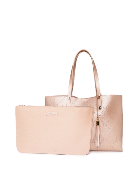 

Forever New Rose Gold-Toned Perforated Shoulder Bag with Pouch