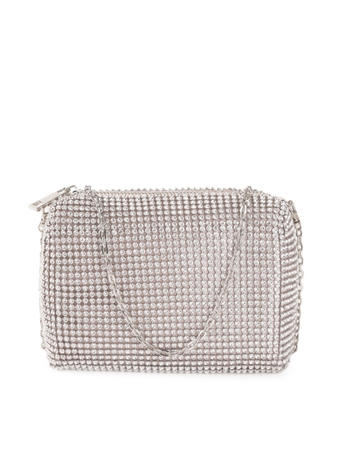 

Forever New Silver-Toned Stone-Studded Purse
