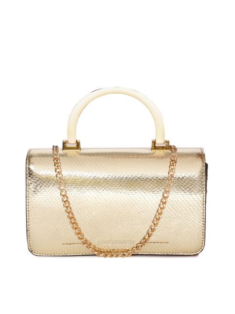 

Forever New Gold-Toned Snakeskin Textured Satchel
