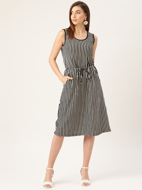 

Rute Women Black & Off White Striped A-Line Dress