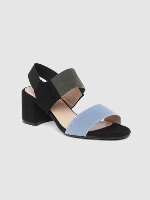 

Lavie Women Blue & Black Colourblocked Block Heels