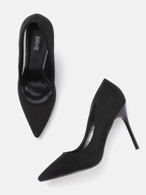 

Lavie Women Black Suede Finish Solid Pumps