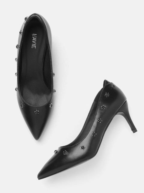 

Lavie Women Black Solid Pumps with Embellished Detail