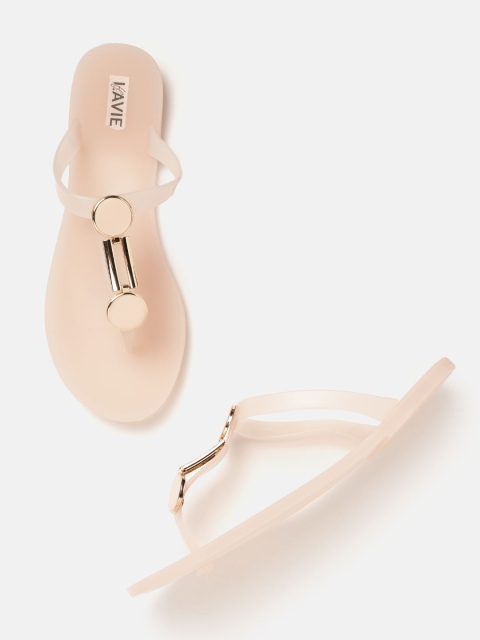 

Lavie Women Pink & Gold-Toned T-Strap Flats