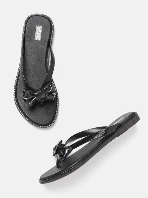 

Lavie Women Black Shimmer Open Toe Flats