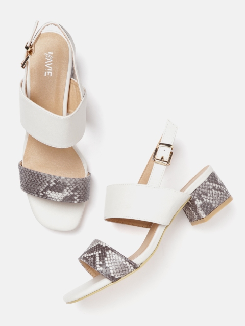 

Lavie Women Grey & White Snakeskin Textured Heels