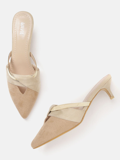 

Lavie Women Beige & Gold-Toned Solid Mules