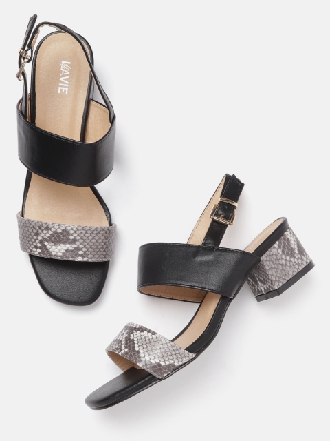 

Lavie Women Grey & Black Snakeskin Textured Heels