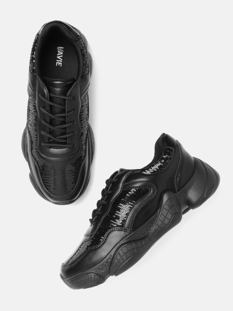 

Lavie Women Black Sequinned Sneakers