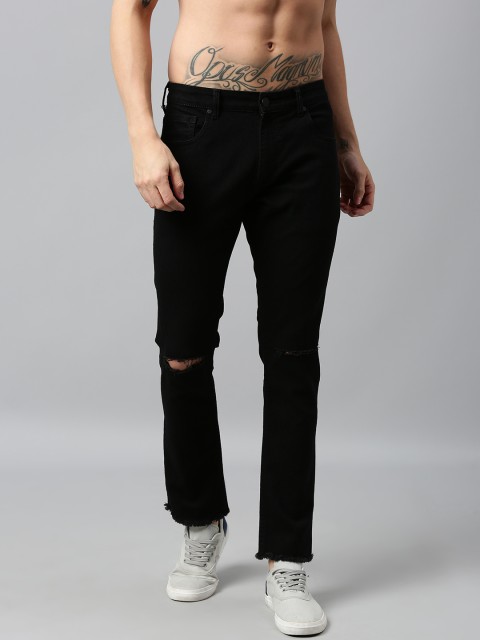 

HERE&NOW Men Black Super Skinny Fit Mid-Rise Slash Knee Stretchable Jeans