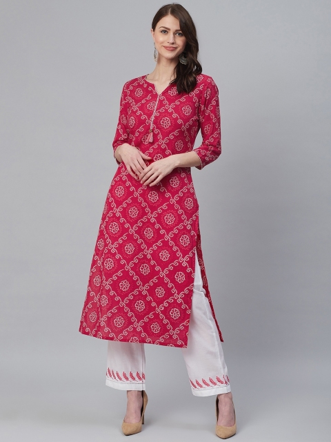 

Azira Women Red & White Bandhani Print Kurta with Palazzos