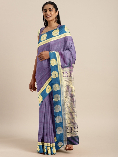 

The Chennai Silks Classicate Purple & Teal Blue Art Silk Woven Design Saree