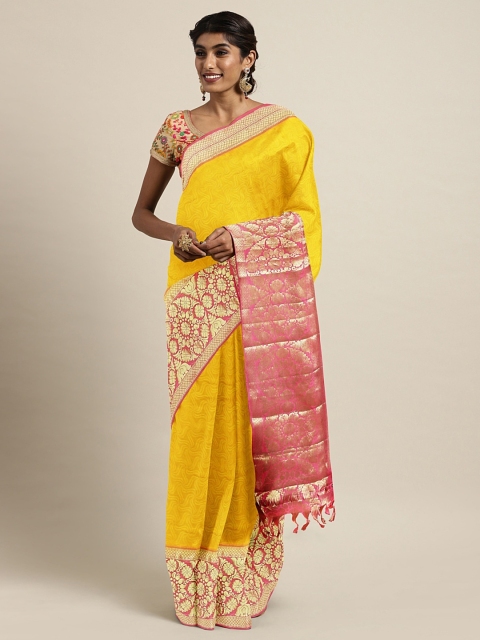 

The Chennai Silks Yellow Pure Silk Woven Design Kanjeevaram Saree