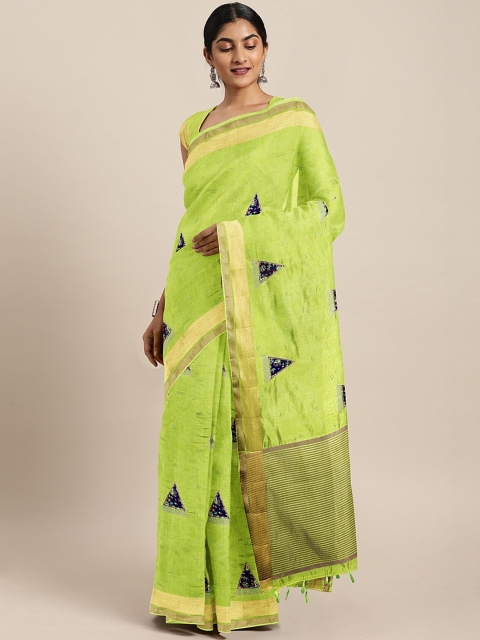 

The Chennai Silks Classicate Green Embroidered Jute Cotton Saree