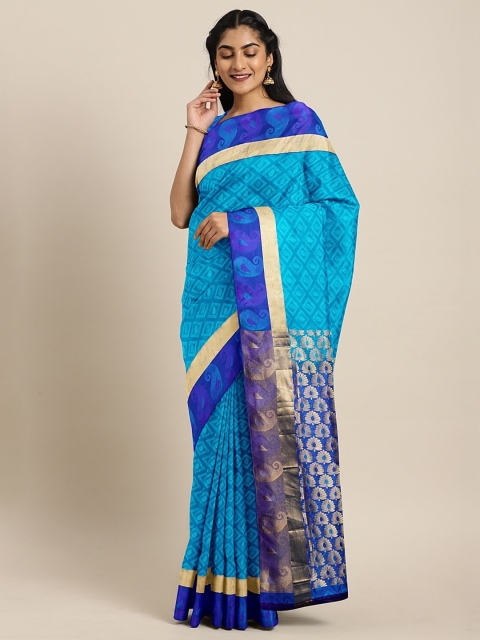 

The Chennai Silks Classicate Blue Pure Silk Woven Design Kanjeevaram Saree