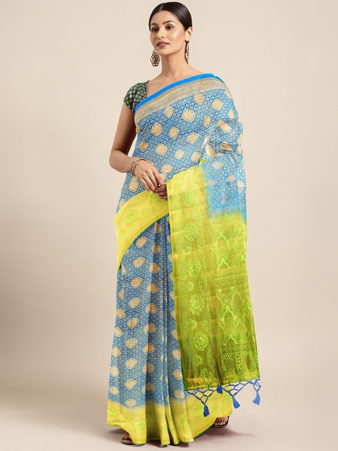 

The Chennai Silks Classicate Blue & Green Woven Design Viscose Rayon Dupion Saree