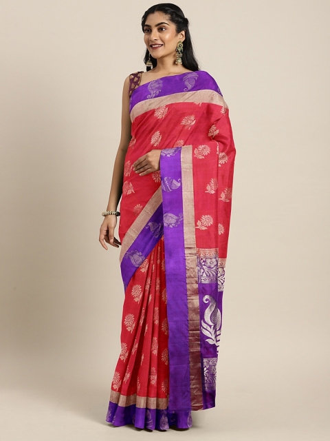

The Chennai Silks Classicate Red & Gold-Toned Pure Silk Woven Design Kanjeevaram Saree