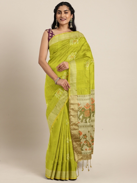 

The Chennai Silks Classicate Green & Off-White Pure Silk Woven Design Kanjeevaram Saree