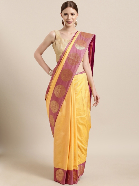 

The Chennai Silks Yellow & Purple Art Silk Woven Design Saree