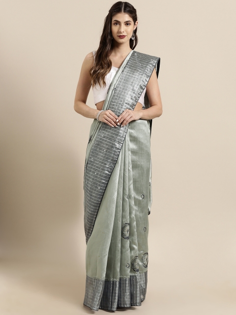 

The Chennai Silks Classicate Grey Embroidered Silk Blend Saree