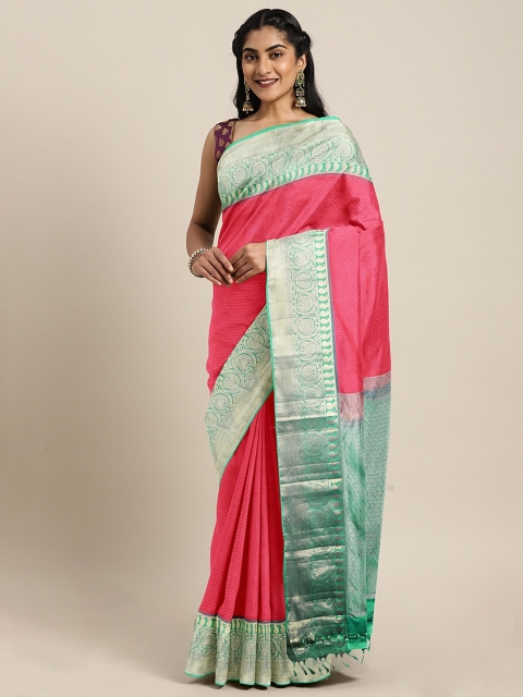 

The Chennai Silks Pink Pure Silk Solid Kanjeevaram Saree