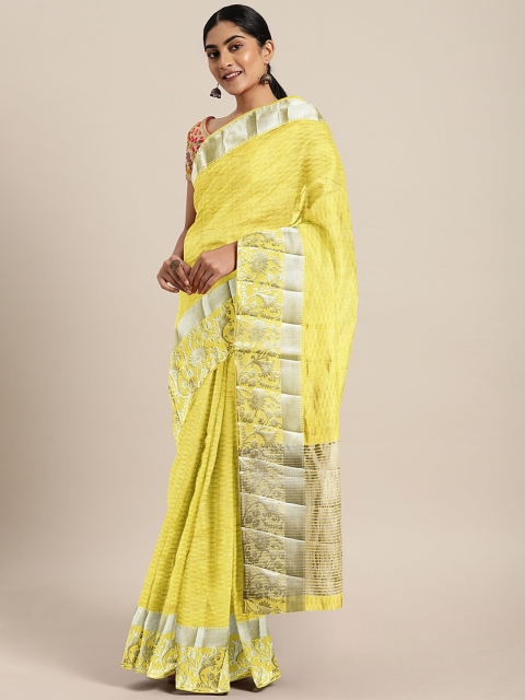 

The Chennai Silks Classicate Yellow Woven Design Jute Cotton Saree