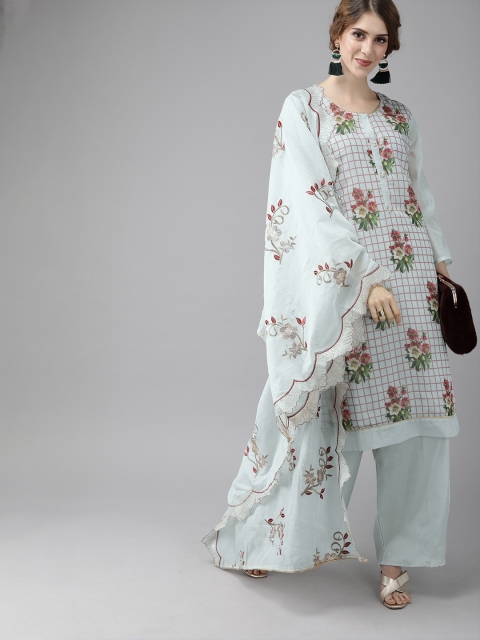 

Ishin Women Grey & Pink Printed Kurta with Palazzos & Dupatta