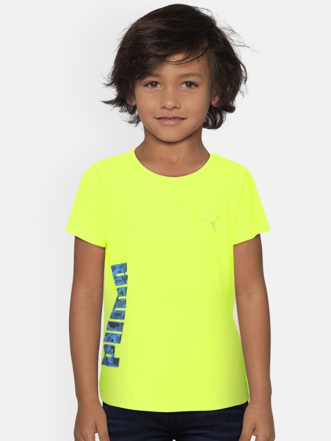 

Puma Boys Fluoroscent Green Printed Round Neck T-shirt, Fluorescent green