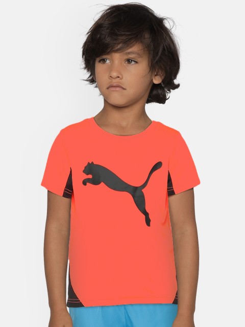 

Puma Boys Orange & Black Printed Round Neck T-shirt