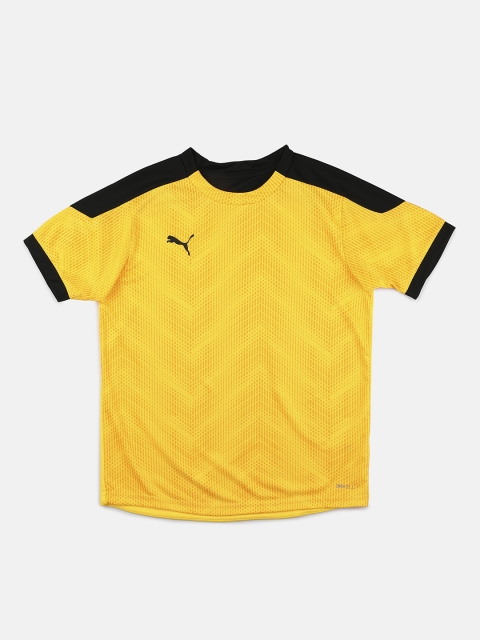 

Puma Boys Yellow & Black Colourblocked Round Neck T-shirt