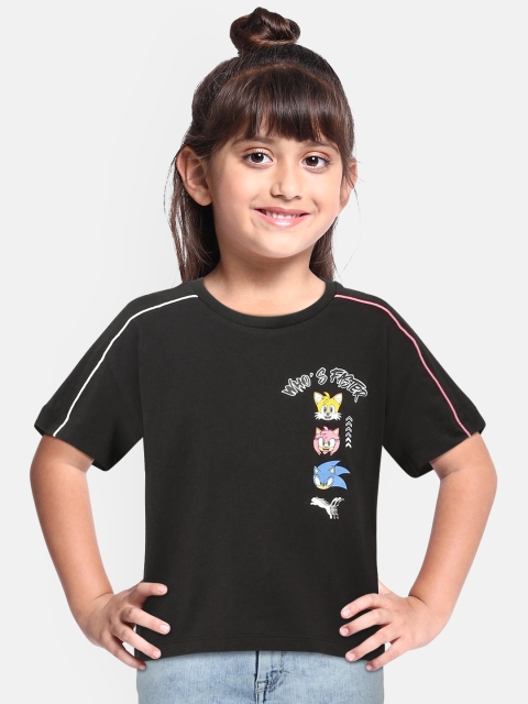 

Puma Girls Black Sonic Printed Round Neck T-shirt