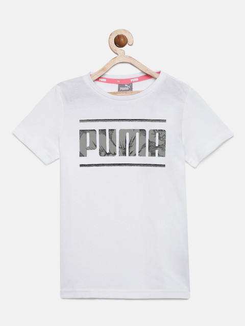 

Puma Girls White Printed Round Neck T-shirt