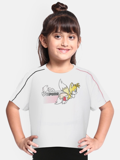 

Puma Girls White Sonic Printed Round Neck T-shirt