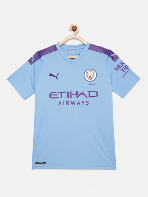 

Puma Boys Blue Printed Man City Short Sleeve Kids' Home Replica Football Jersey