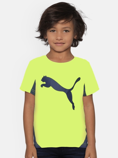 

Puma Boys Fluoroscent Green & Black Printed Round Neck T-shirt, Fluorescent green
