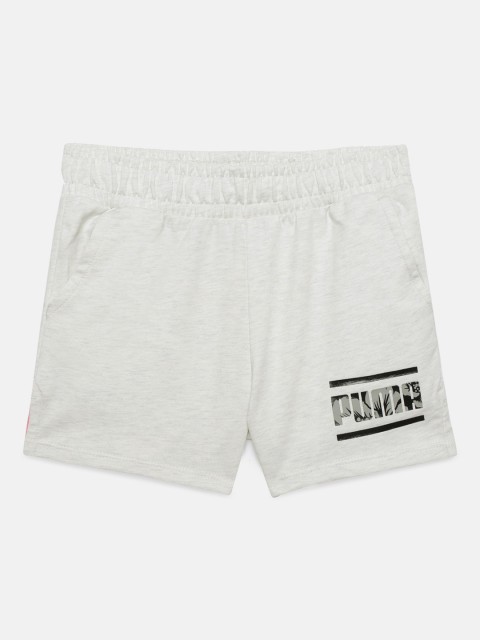 

Puma Girls Grey Melange Printed Alpha Regular Shorts