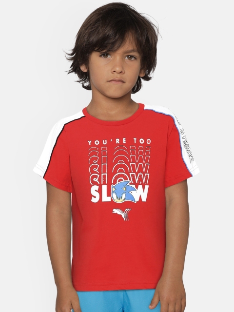

Puma Boys Red Sonic Printed Round Neck T-shirt