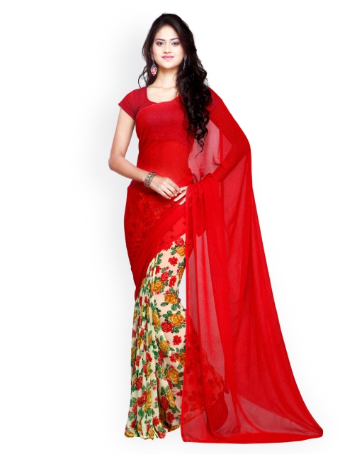 

Ligalz Red Chiffon Printed Saree