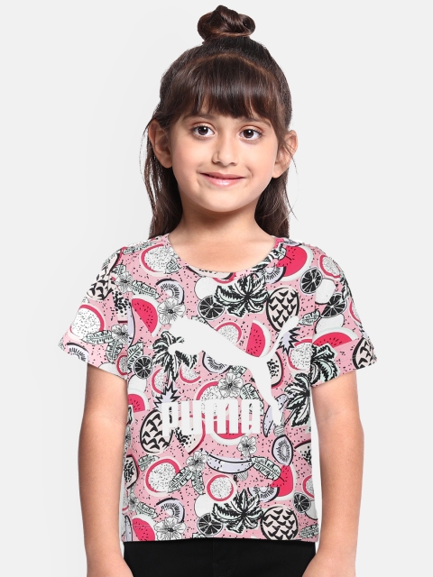 

Puma Girls Pink & White Printed Round Neck T-shirt