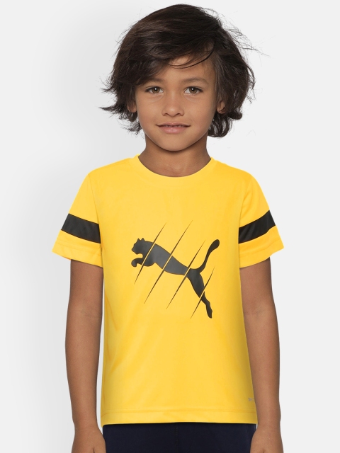 

Puma Boys Yellow & Black Printed Round Neck T-shirt