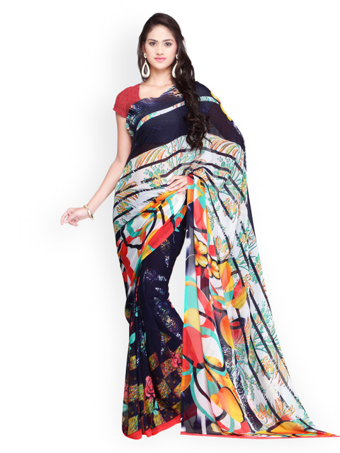 

Ligalz Multicoloured Chiffon Printed Saree, Multi