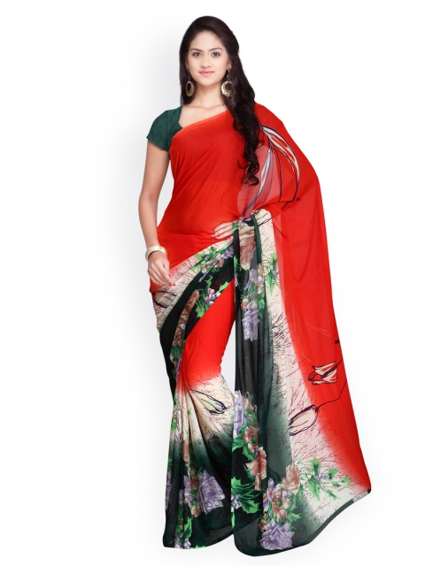 

Ligalz Red Chiffon Printed Saree