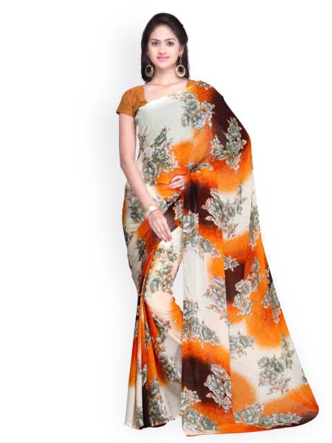 

Ligalz Orange Chiffon Printed Saree
