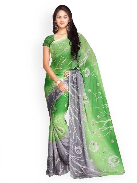 

Ligalz Green Faux Chiffon Printed Saree