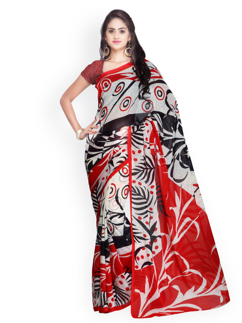 

Ligalz Red & White Chiffon Printed Saree