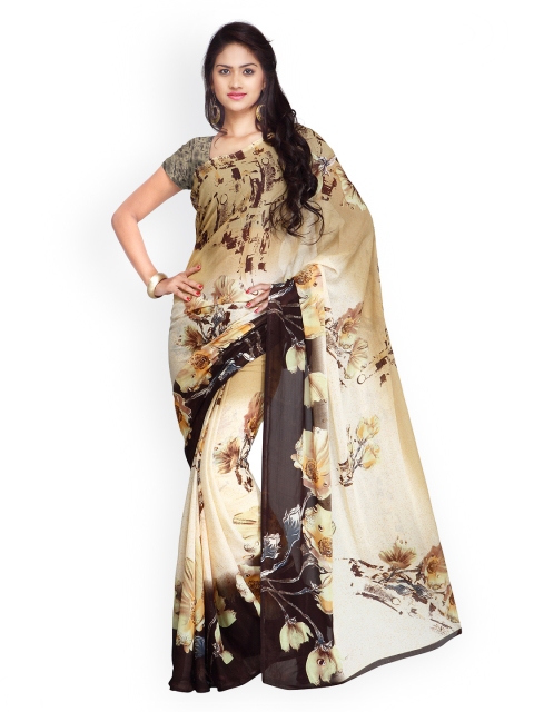 

Ligalz Brown Faux Chiffon Printed Saree