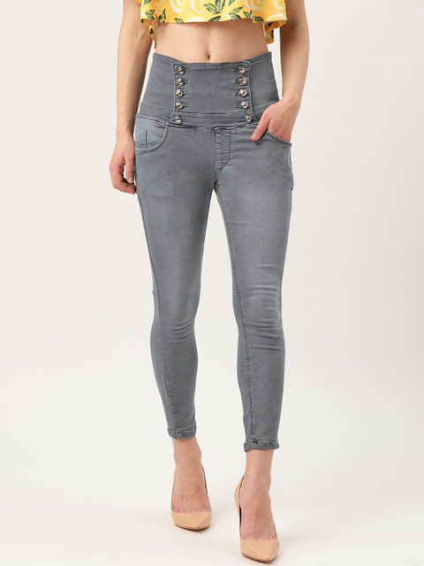 

PARIS HAMILTON Women Blue Skinny Fit High-Rise Clean Look Stretchable Cropped Jeans