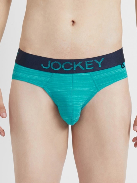 

Jockey Men Turquoise Blue Striped Briefs FP26-0105