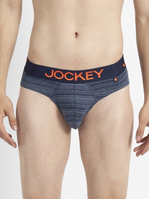 

Jockey Men Navy Blue Striped Briefs FP26-0105