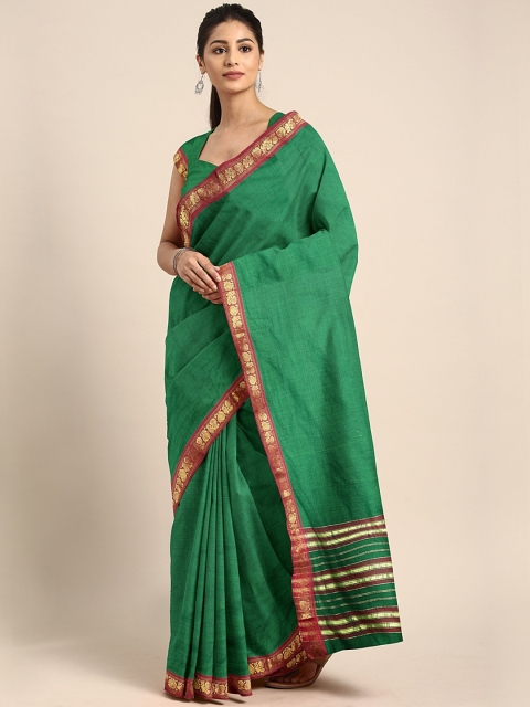 

Pavechas Green Pure Cotton Solid Venkatgiri Saree